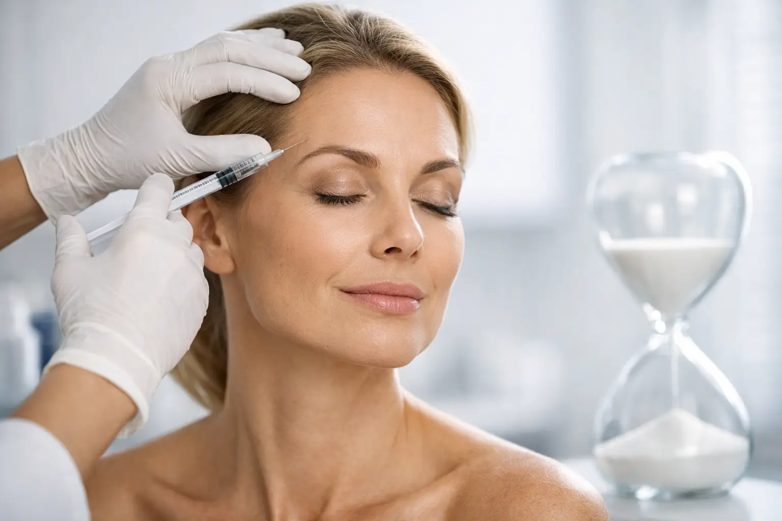 Botox injection on forehead illustrating long-term safety and aesthetic care.